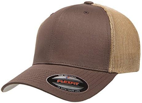 flexfit 男式双色弹力网尺寸帽 brown/khaki one size : 亚马逊中国